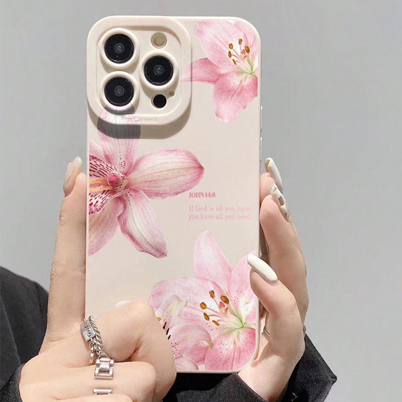 Phone Cases Durable - Mavi Çiçek Desenli Silikon INS Telefon