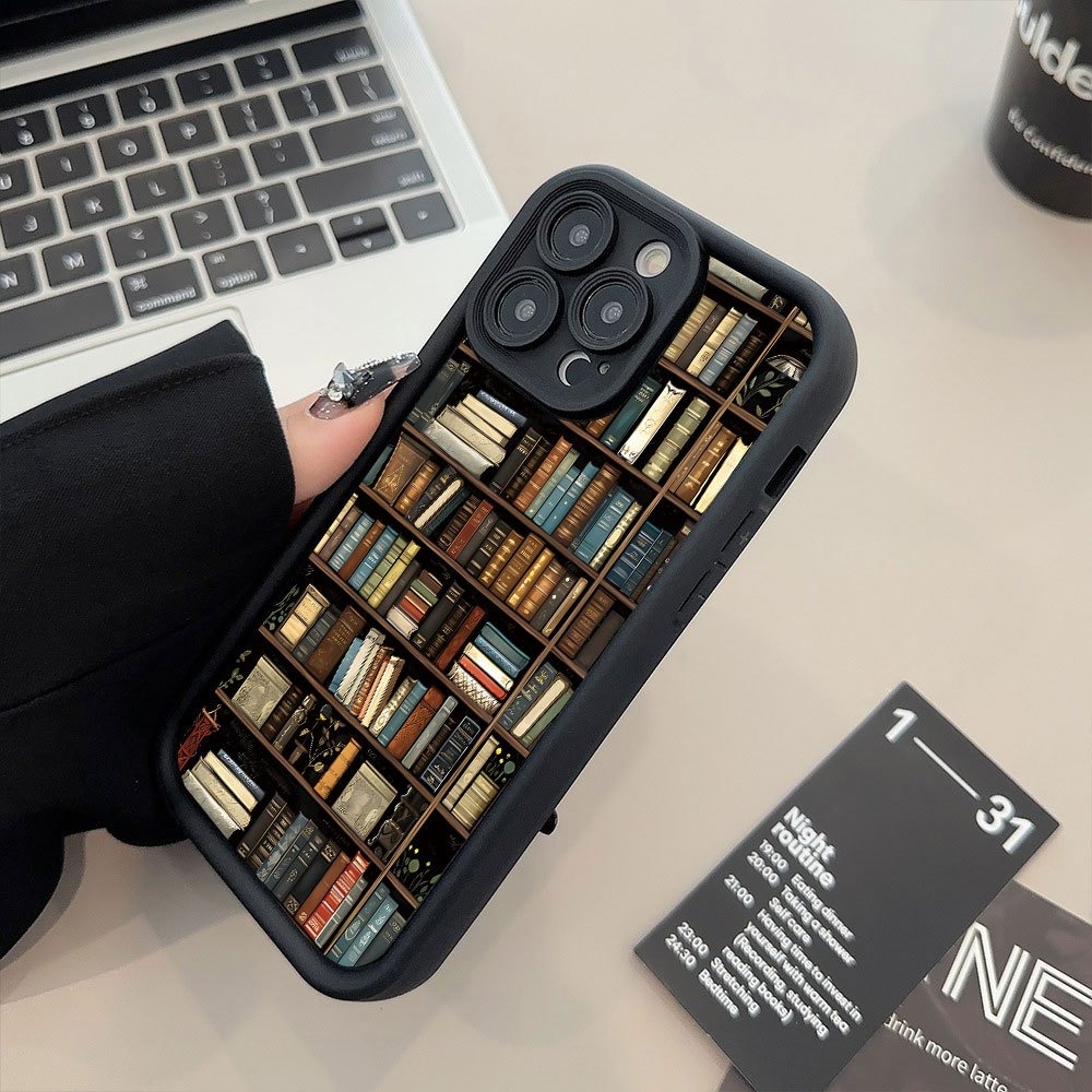 Phone Cases Durable - Kitaplık Desenli Yaratıcı Telefon Kılıfı iPhone