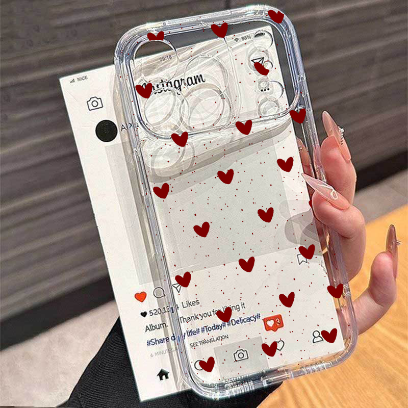 Phone Cases Pinterest - Basit Aşk Kalpli Fiyonklu Puantiyeli Şeffaf