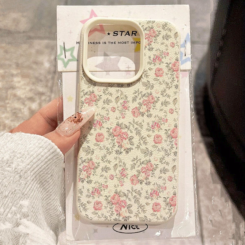 Phone Cases Blue - Sevimli Kız Çiçek Desenli Beyaz Klasik