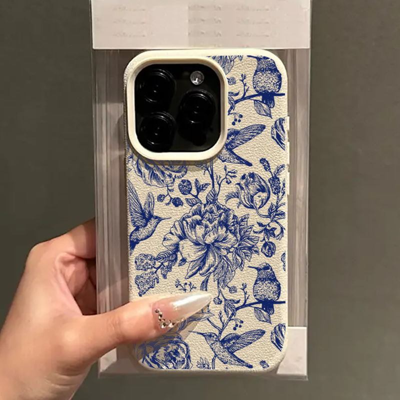 Mavi Retro Çiçekli Kuş Desenli - Phone Cases Blue incelemesi ve fiyatı